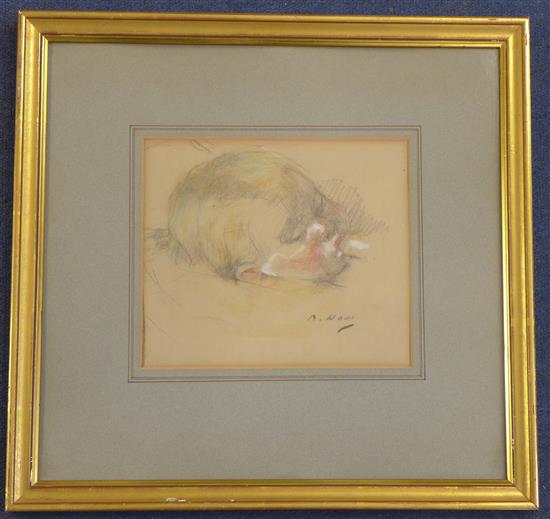 Beatrice Howe (1867-1932) Bébé Soucant son Pouce, 7.5 x 8.5in.